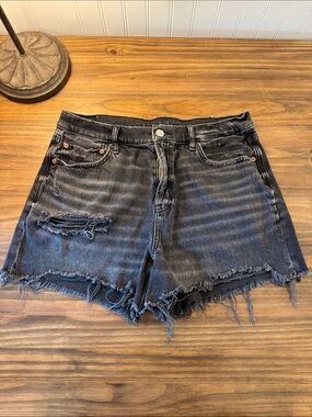 American Eagle Outfitters Black Distressed Denim Cutoff Shorts
